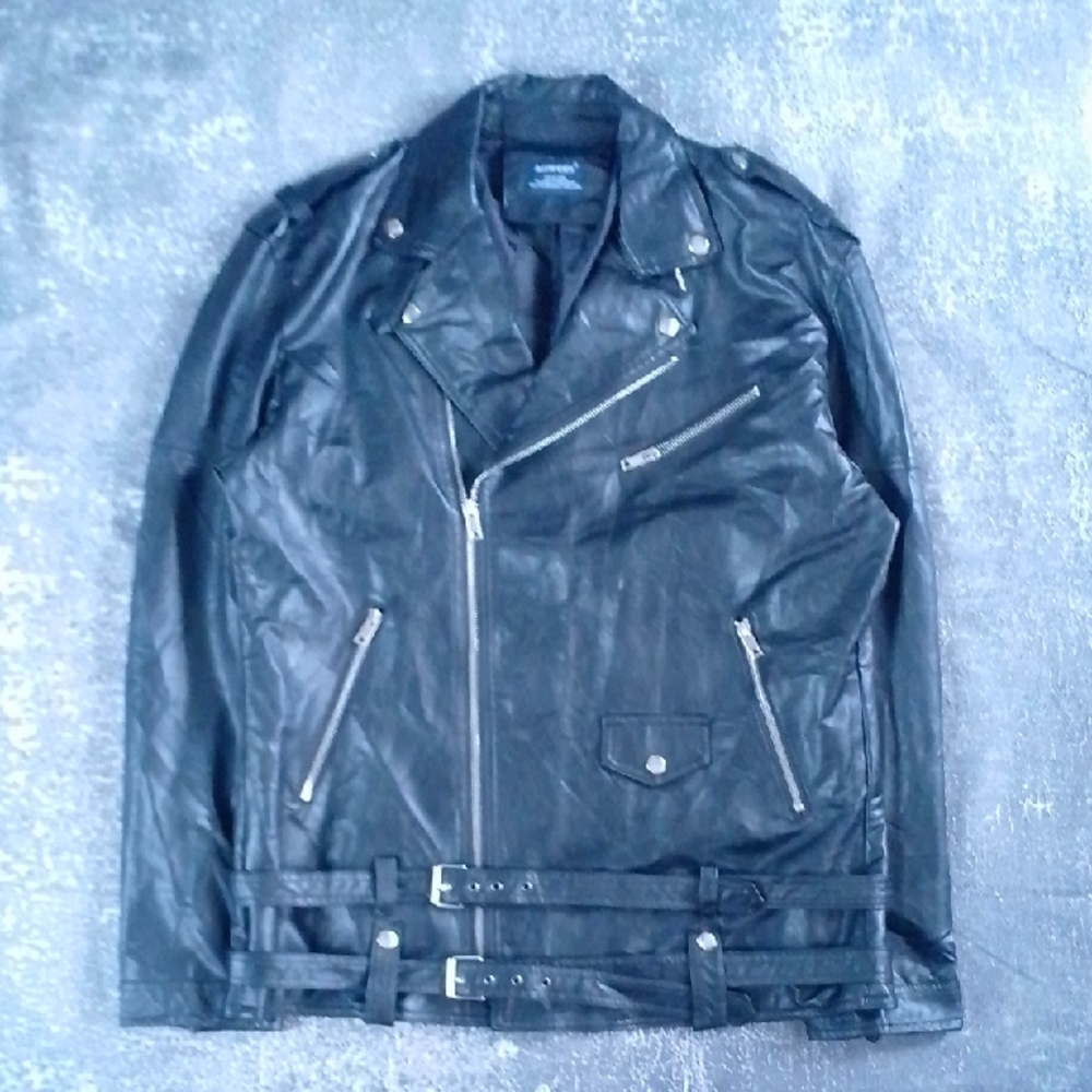 Black Faux Leather Biker Jacket - Picture 10 of 10